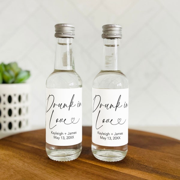 Drunk in Love Mini Shot Labels, Wedding Shot Bottle Labels, Drunk in Love Shooter Labels, Wedding Drunk in Love Labels, Printed Labels