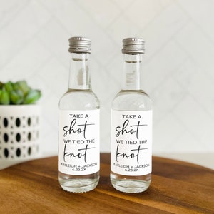 Take a Shot We Tied the Knot Mini Shot Labels, Minimal Wedding Shot Bottle Label, Wedding Mini Liquor Bottle Labels, Liquor Bottle Sticker