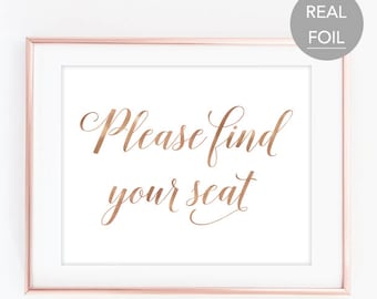 Please Find Your Seat Sign Please Find Your Seat Wedding Sign Find Your Seat Sign Find Your Seat Wedding Reception Sign (FS4)