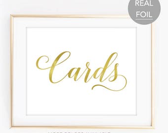 Cards Wedding Sign Real Foil Wedding Sign Wedding Signs Gold Wedding Signs Gold Wedding Decor Cards Sign (FS4)