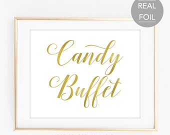 Candy Buffet Sign Candy Buffet Party Sign Candy Buffet Wedding Sign Wedding Candy Buffet, Party Candy Buffet Real Foil Sign (FS4)