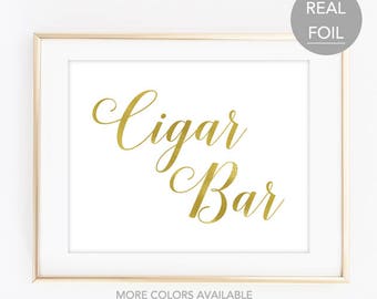 Cigar Bar Wedding Sign Real Foil Wedding Sign Cigar Bar Sign Wedding Signs Gold Wedding Signs Gold Wedding Decor (FS4)