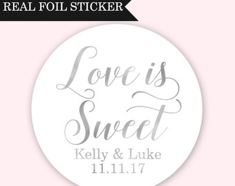 Candy Buffet Candy Favors Favor Stickers Labels White Watercolor Flowers Thank You Chalkboard Love is Sweet Favor Stickers Candy Bar Pretty Wedding Favor Stickers Love is Sweet