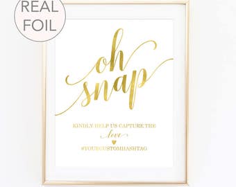 Hashtag Wedding Sign Wedding Hashtag Sign Oh Snap Photo Sign Tag Your Photo Sign Custom Wedding Hashtag Sign Social Media (FS4)