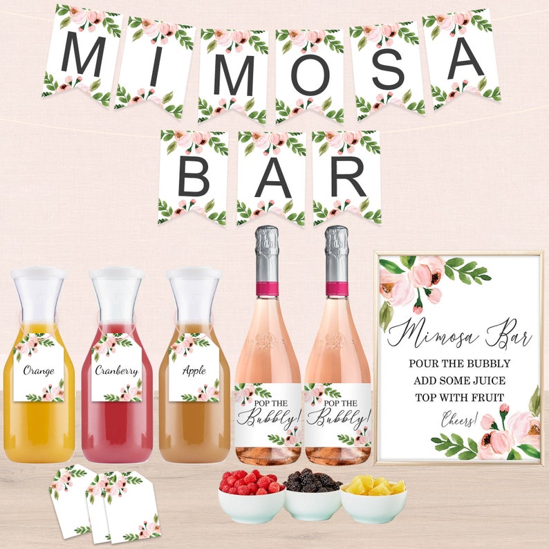 Mimosa Bar Kit Bridal Shower Mimosa Bar Baby Shower Mimosa Bar Etsy