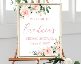 Bridal Shower Welcome Sign Printed Bridal Shower Welcome Sign Blush Rose Gold Bridal Shower Welcome Sign Floral Bridal Shower Welcome Sign