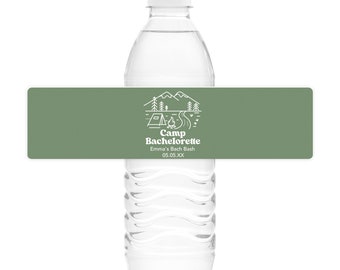 Camp Bachelorette Water Bottle Labels, Summer Camp Bachelorette Water Labels, Camp Themed Bachelorette Water Bottle Labels