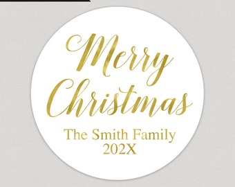 Merry Christmas Foil Stickers, Personalized Foil Stickers, Custom Christmas Foil Stickers, Printed and Shipped, Foil Holiday Stickers