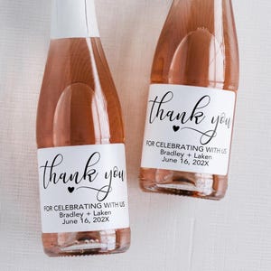 Thank You For Celebrating With Us Mini Champagne Labels, Mini Sparkling Cider Labels, Personalized Mini Champagne Labels, Wedding champagne