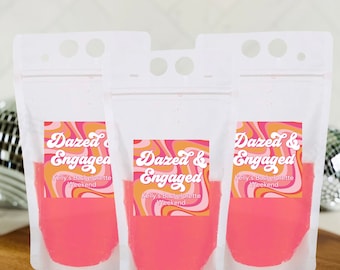 Dazed and Engaged Drink Pouches, Dazed and Engaged Bachelorette Cups, Dazed and Engaged Drink Pouch with Straw, Bachelorette Drink Pouch