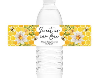 Sweet as Can Bee Water Bottle Labels, Bee Baby Shower Water Bottle Labels, Mommy to Bee Baby Shower Water Labels, Printed Water Labels