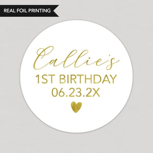 Birthday Foil Favor Stickers Personalized Foil Stickers Custom Foil Stickers Printed and Shipped Stickers Foil Favor Stickers