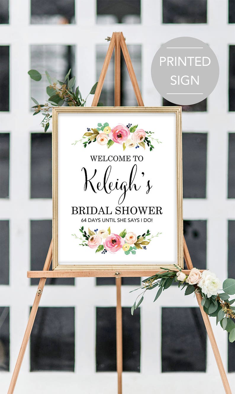 Bridal Shower Welcome Sign Large Bridal Shower Welcome Sign Welcome Bridal Shower Sign Floral Bridal Shower Sign Printed Bridal Shower image 1