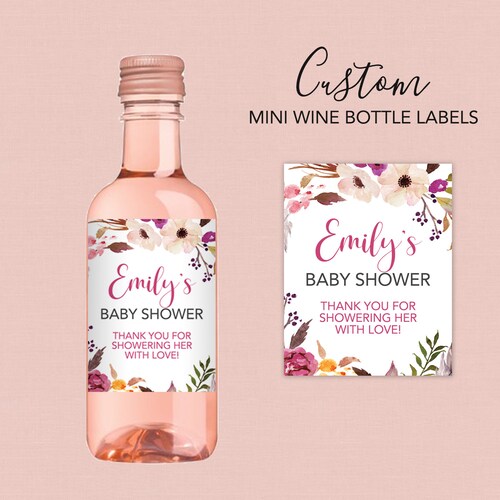 Boho Baby Shower Wine Bottle Labels Baby Shower Mini Wine Etsy