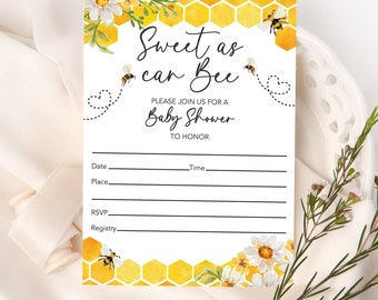 Sweet as Can Bee Baby Shower Invitations, Mommy to Bee Baby Shower Invitations, Printed Bee Baby Shower Invitations - 20 ct