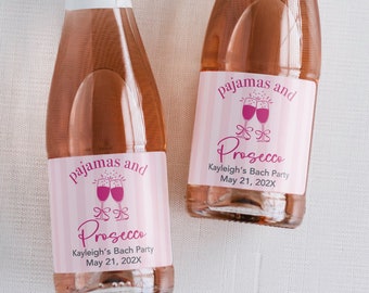 Pajamas and Prosecco Champagne Labels, Pajamas and Prosecco Bachelorette Party Theme, PJs and Prosecco Labels, Printed Labels