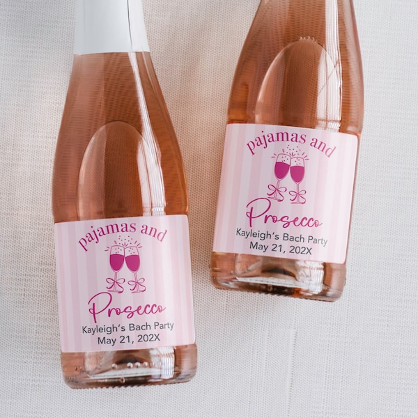 Pajamas and Prosecco Champagne Labels, Pajamas and Prosecco Bachelorette Party Theme, PJs and Prosecco Labels, Printed Labels