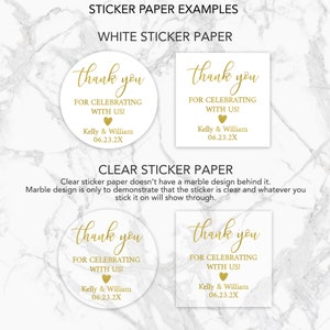 Wedding Favor Stickers, Thank You For Celebrating With Us Foil Favor Stickers, Personalized Foil Wedding Stickers, Gold Foil Wedding Sticker image 2