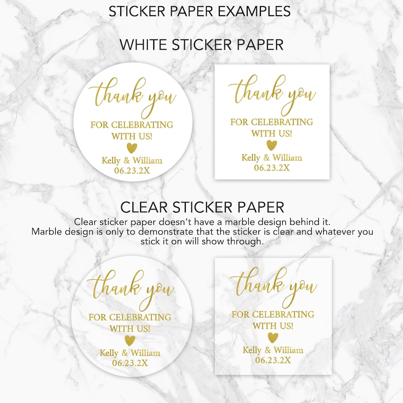 Wedding Favor Stickers, Thank You For Celebrating With Us Foil Favor Stickers, Personalized Foil Wedding Stickers, Gold Foil Wedding Sticker image 2