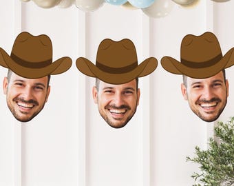 Cowboy Face Banner, Last Rodeo Groom Face Banner, Last Rodeo Bachelorette Cowboy Banner, Custom Cowboy Hat Face Banner, Last Rodeo Decor