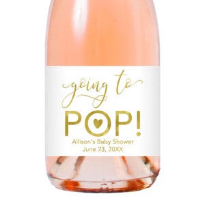 Going to Pop Baby Shower Mini Champagne Labels Baby Shower Mini Champagne Bottle Labels Mini Sparkling Cider Bottle Labels Gold Champagne