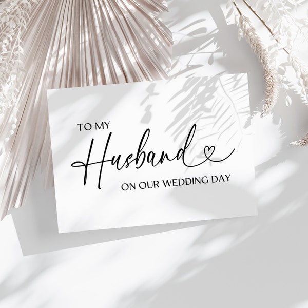 Script Heart to My Husband on Our Wedding Day Card, Husband Wedding Day Card, Printed Husband on Wedding Day Card, Custom Husband Card