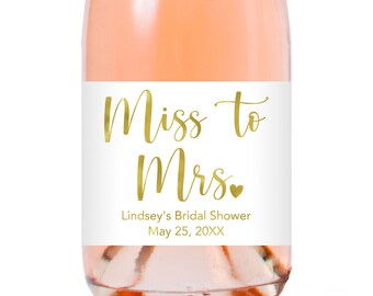 Miss to Mrs Bridal Shower Champagne Labels, Miss to Mrs Bridal Shower, Bridal Shower Mini Champagne Bottle Label Miss to Mrs Champagne Label