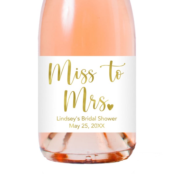 Miss to Mrs Bridal Shower Champagne Labels, Miss to Mrs Bridal Shower, Bridal Shower Mini Champagne Bottle Label Miss to Mrs Champagne Label