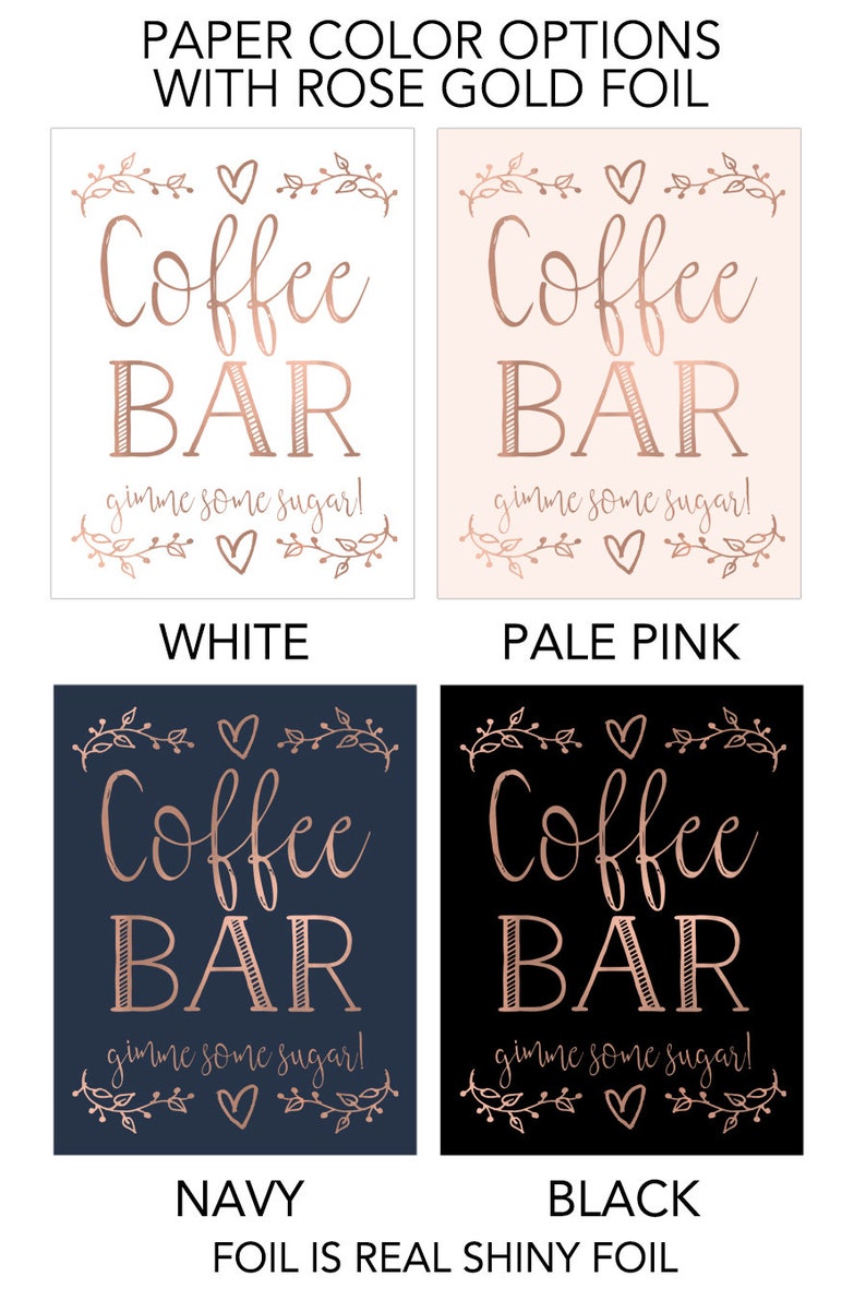 Coffee Bar Sign Coffee Bar Wedding Sign Gold Coffee Bar Gold Wedding Sign Coffee Bar Print Coffee Bar Kitchen Art image 3