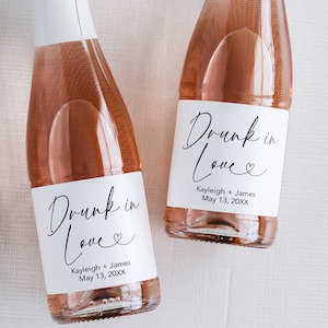 Minimal Drunk in Love Champagne Labels, Drunk in Love Wedding Champagne Labels, Personalized Wedding Mini Champagne Labels, Printed