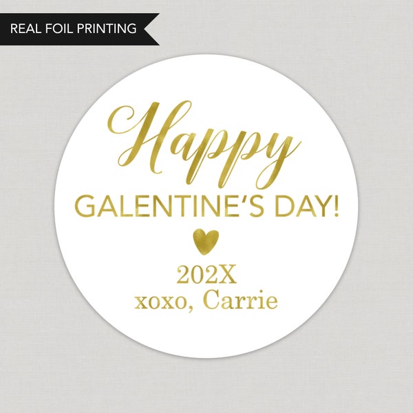 Happy Galentine's Day Foil Stickers, Galentine's Day Personalized Stickers, Foil Galentine's Day Stickers, Gold Galentine Day Stickers