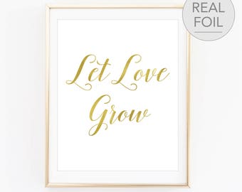 Let Love Grow Sign Let Love Grow Favors Sign Let Love Grow Wedding Sign Gold Let Love Grow Sign Sign for Wedding Plant Favors (FS4)