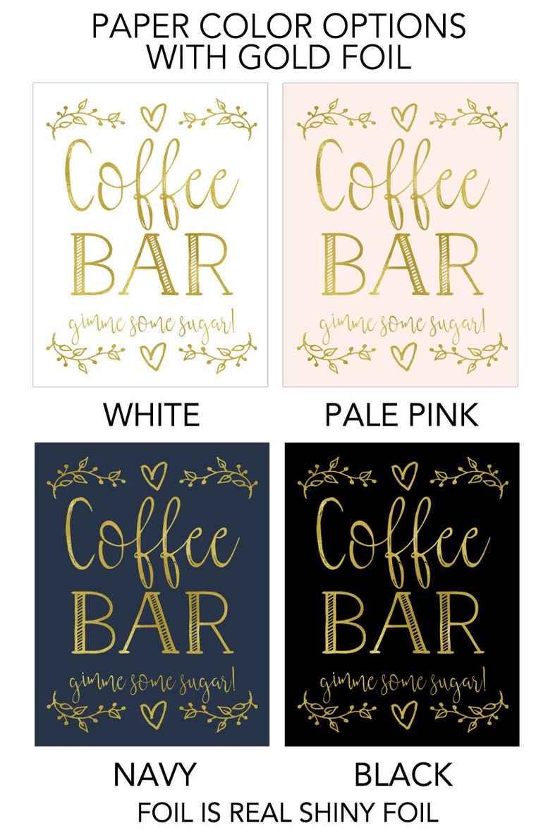 Coffee Bar Sign Coffee Bar Wedding Sign Gold Coffee Bar Gold Wedding Sign Coffee Bar Print Coffee Bar Kitchen Art image 2