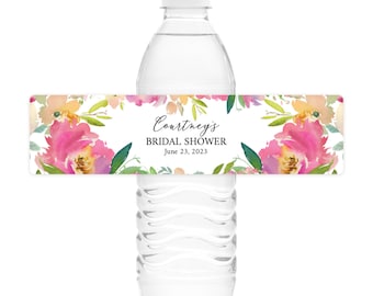 Pink Blossoms Water Bottle Labels
