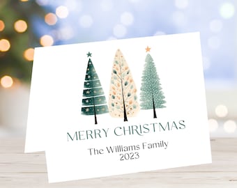 Hygge Tree Holiday Cards, Personalized Holiday Cards, Personalized Christmas Cards, Blank Inside, Envelopes Included, Printed
