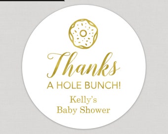 Thanks a Hole Bunch Donut Foil Favor Stickers Personalized Foil Stickers Custom Foil Stickers Printed and Shipped Stickers Foil Favor Sticke