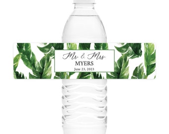 Palm Leaf Water Bottle Labels