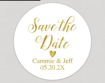 Save the Date Foil Stickers Personalized Foil Stickers Custom Foil Stickers Printed and Shipped Stickers Foil Favor Stickers