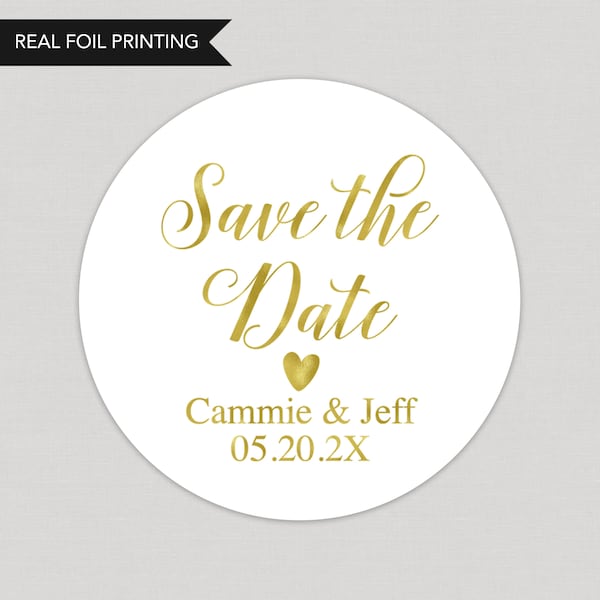 Save the Date Foil Stickers Personalized Foil Stickers Custom Foil Stickers Printed and Shipped Stickers Foil Favor Stickers