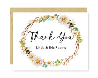 Sweet as Can Bee Personalized Thank You Cards, Bee Bridal Shower Thank You Cards, Bee Baby Shower Thank You Cards, Bee Printed Note Cards