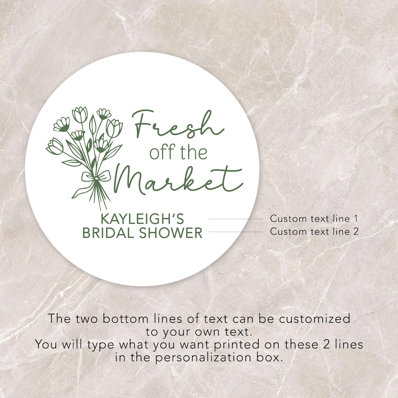 Kayleigh Sticker Fresh off the Market Stickers, Bridal Shower She's Fresh off the Market ...