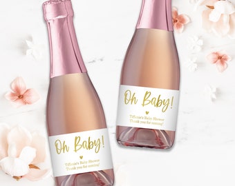 Oh Baby Baby Shower Champagne Labels Baby Shower Mini Champagne Bottle Labels Gold Baby Shower Champagne Labels Baby Shower Favor