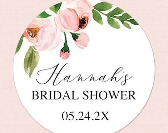 Light Pink Floral Stickers, Light Pink Bridal Shower, Bridal Shower Stickers, Printed Stickers, Printed Bridal Shower Labels, Blush Floral