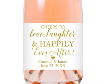 Wedding Champagne Labels Cheers to Love Laughter and Happily Ever After Champagne Labels Gold Wedding Champagne Favor Labels Wedding Favor