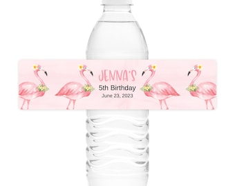 Flamingo Fun Water Bottle Labels Printed Water Bottle Labels Waterproof Water Bottle Labels