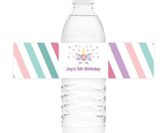 Unicorn Floral Water Bottle Labels Printed Water Bottle Labels Waterproof Water Bottle Labels