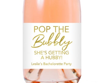 Pop the bubbly she's getting a hubby champagne labels, Bridal Shower Champagne Labels, Bridal Shower Mini Champagne Bottle Labels