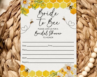 Bride to Bee Bridal Shower Invitations, Bee Bridal Shower Invitations, Printed Bee Bridal Shower Invites, She Found Her Honey - 20 ct