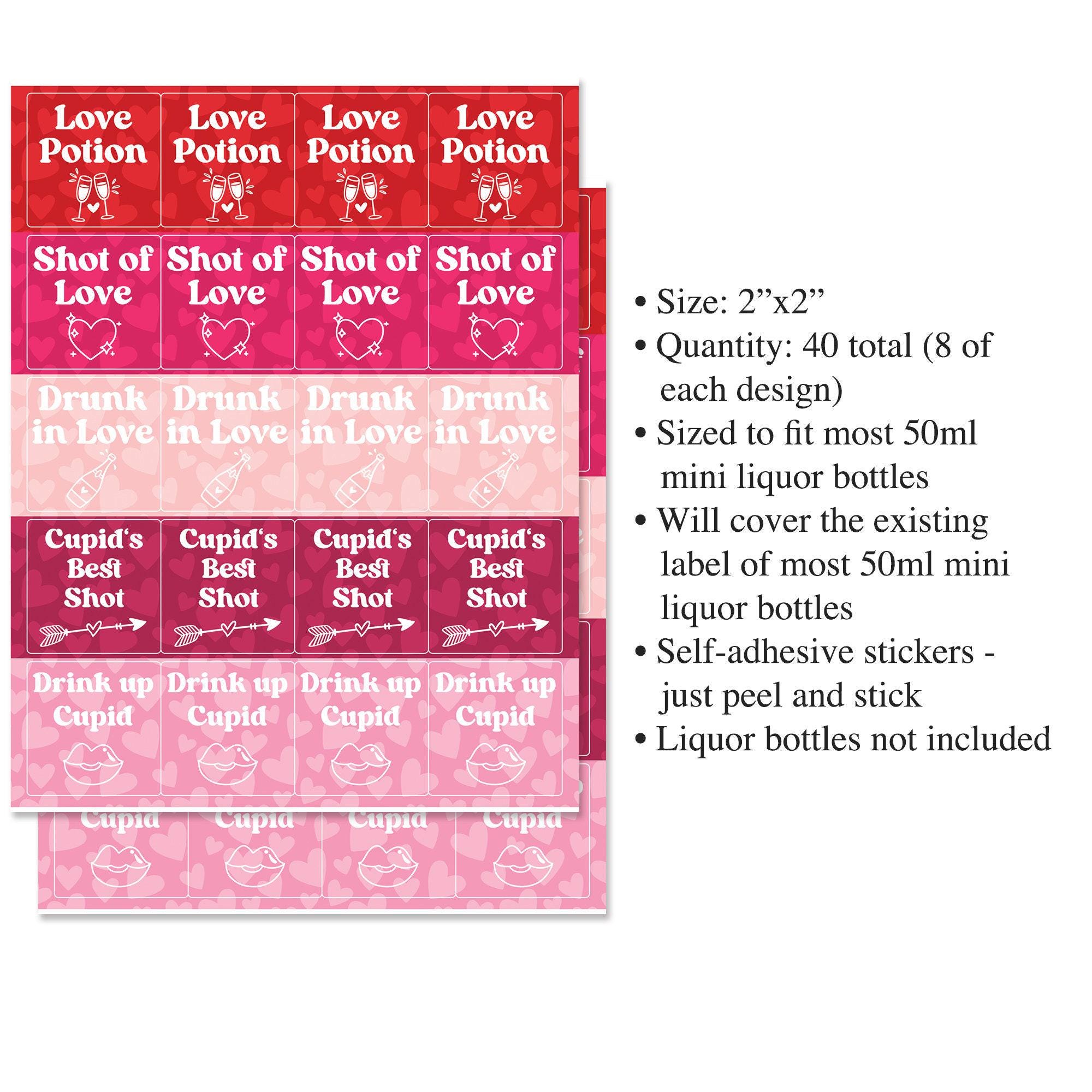 Spent Shot Labels Valentine Mini Liquor Bottle Labels, Valentine Shot Bottle Labels ...