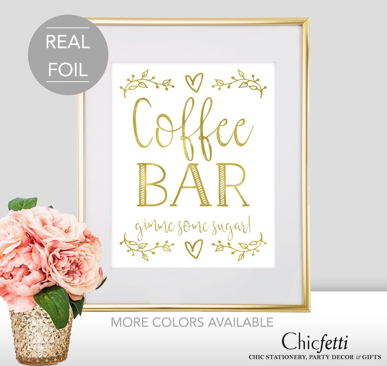 Coffee Bar Sign Coffee Bar Wedding Sign Gold Coffee Bar Gold Wedding Sign Coffee Bar Print Coffee Bar Kitchen Art image 1